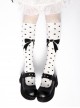 Black Polka Dot Bowknot Pattern Sweet Lolita White Knee Socks