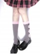 Gray Pink Plaid Pattern JK Style School Lolita Knee Socks