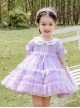 Tulle Lace Doll Collar Light Purple Children Sweet Lolita Short Sleeve Dress