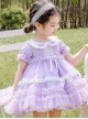 Tulle Lace Doll Collar Light Purple Children Sweet Lolita Short Sleeve Dress