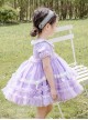 Tulle Lace Doll Collar Light Purple Children Sweet Lolita Short Sleeve Dress