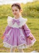 Cute Frill Collar Purple Bowknot Children Sweet Lolita Long Sleeve Dress