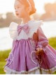 Cute Frill Collar Purple Bowknot Children Sweet Lolita Long Sleeve Dress