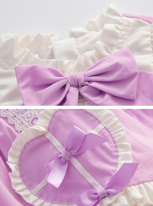 Cute Frill Collar Purple Bowknot Children Sweet Lolita Long Sleeve Dress