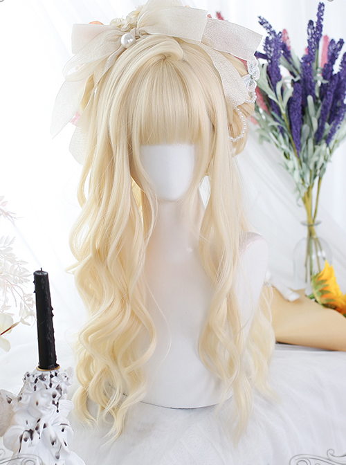 Golden Hair Tail Layering Long Curly Wigs Sweet Lolita Wigs