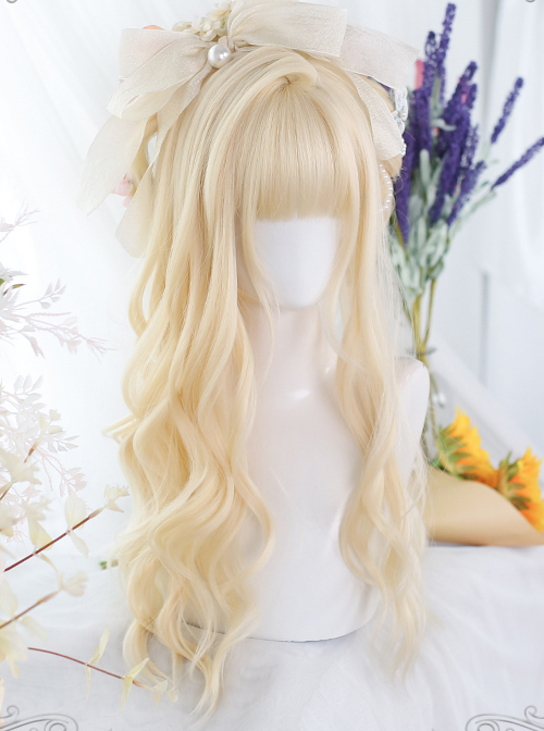 Golden Hair Tail Layering Long Curly Wigs Sweet Lolita Wigs