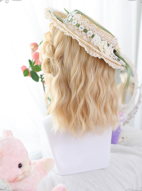 Golden Short Natural Slightly Water Ripple Curly Wig Classic Lolita Wigs