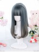 Dark Blue Gradient Gray Natural Internal Buckle Medium-Long Curly Wig Classic Lolita Wigs