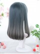 Dark Blue Gradient Gray Natural Internal Buckle Medium-Long Curly Wig Classic Lolita Wigs