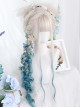 Silver Natural Gradient Green Long Water Ripple Curly Wig Classic Lolita Wigs