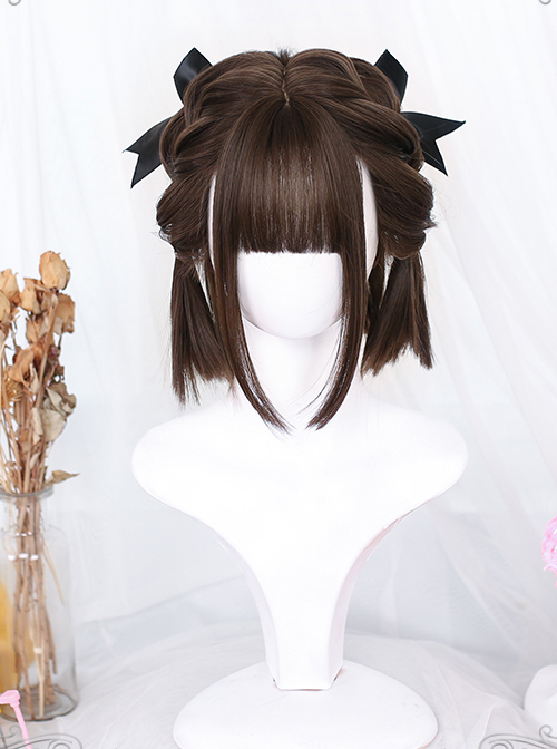 Brown Internal Buckle Short Straight Wig Classic Lolita Wigs