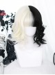 White Black Short Curly Wig Gothic Lolita Wigs