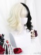 White Black Short Curly Wig Gothic Lolita Wigs