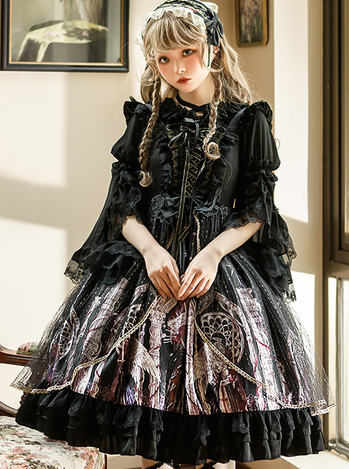 Guardian Series JSK Printing Classic Lolita Sling Dress