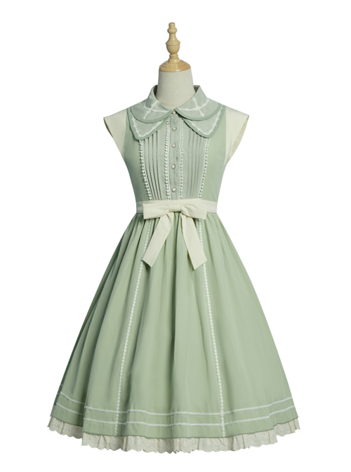 Jungle Letterhead Series Pastoral Style Green Daily Classic Lolita Pure Color Sleeveless Dress