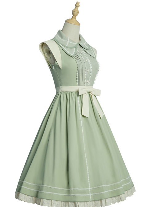 Jungle Letterhead Series Pastoral Style Green Daily Classic Lolita Pure Color Sleeveless Dress