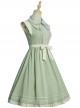 Jungle Letterhead Series Pastoral Style Green Daily Classic Lolita Pure Color Sleeveless Dress