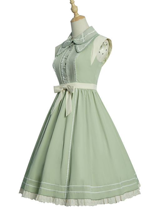 Jungle Letterhead Series Pastoral Style Green Daily Classic Lolita Pure Color Sleeveless Dress