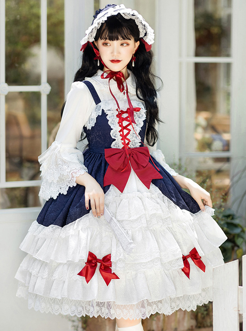 Snow White Slight Flower Marriage JSK Gorgeous Court Classic Lolita Sling Dress