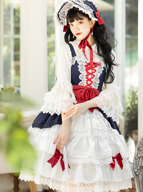 Snow White Slight Flower Marriage JSK Gorgeous Court Classic Lolita Sling Dress