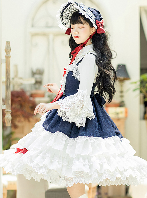Snow White Slight Flower Marriage JSK Gorgeous Court Classic Lolita Sling Dress