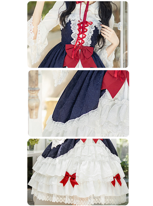 Snow White Slight Flower Marriage JSK Gorgeous Court Classic Lolita Sling Dress