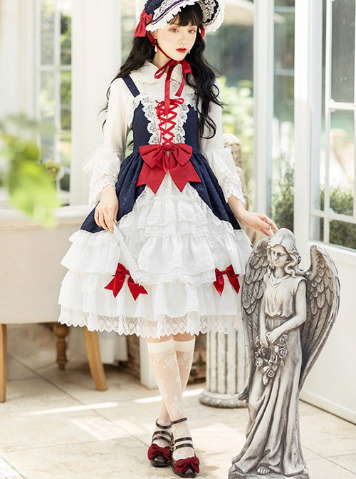 Snow White Slight Flower Marriage JSK Gorgeous Court Classic Lolita Sling Dress