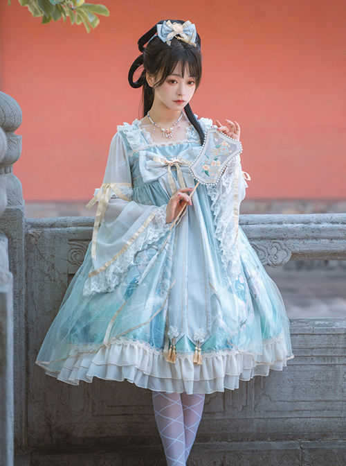 Chinese Style Red-crowned Crane Printing Classic Lolita Long Sleeve Dress