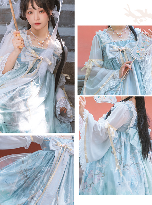 Chinese Style Red-crowned Crane Printing Classic Lolita Long Sleeve Dress