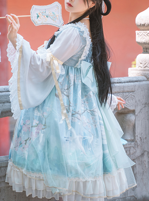 Chinese Style Red-crowned Crane Printing Classic Lolita Long Sleeve Dress