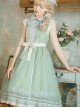 Jungle Letterhead Series Pastoral Style Daily Classic Lolita Green Plaid Sleeveless Dress
