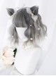 Gray Gradient Silver Short Curly Wig Sweet Lolita Wigs With Cat Ears Clips