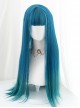 Harajuku Dark Blue Gradient Dark Peacock Green Classic Lolita Long Straight Wigs