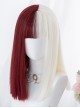 Red And White Color Matching Harajuku Gothic Lolita Long Straight Wigs
