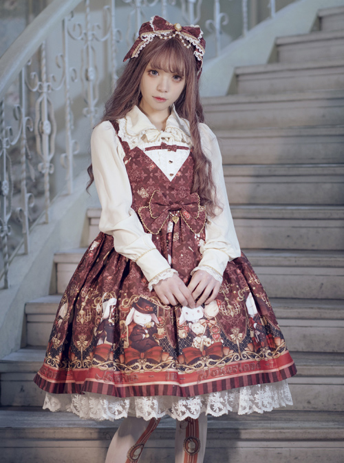 Bunnies In Pokerland Series JSK Cotton Printing Sweet Lolita Sling Dress