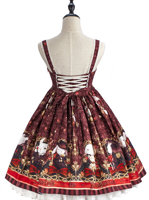 Bunnies In Pokerland Series JSK Cotton Printing Sweet Lolita Sling Dress