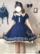 Small Sea Whale Series Doll Collar Embroidery School Lolita Short Sleeve Dress