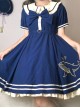 Small Sea Whale Series Doll Collar Embroidery School Lolita Short Sleeve Dress