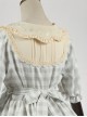 Embroidery Doll Collar Plaid Pattern Ruffle Hem Sweet Lolita Short Sleeve Dress