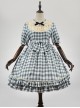 Embroidery Doll Collar Plaid Pattern Ruffle Hem Sweet Lolita Short Sleeve Dress