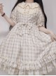 Embroidery Doll Collar Plaid Pattern Ruffle Hem Sweet Lolita Short Sleeve Dress