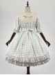 Embroidery Doll Collar Plaid Pattern Ruffle Hem Sweet Lolita Short Sleeve Dress