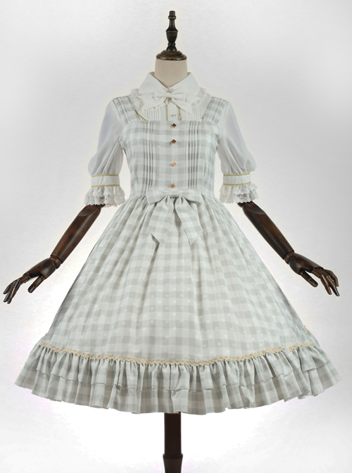 Simplicity Plaid Pattern Ruffle Hem Sweet Lolita Sleeveless Sling Dress