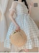 Simplicity Plaid Pattern Ruffle Hem Sweet Lolita Sleeveless Sling Dress