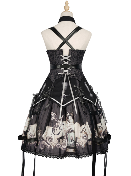 Pirate Boat Series JSK Retro Darkness Punk Lolita Sling Dress