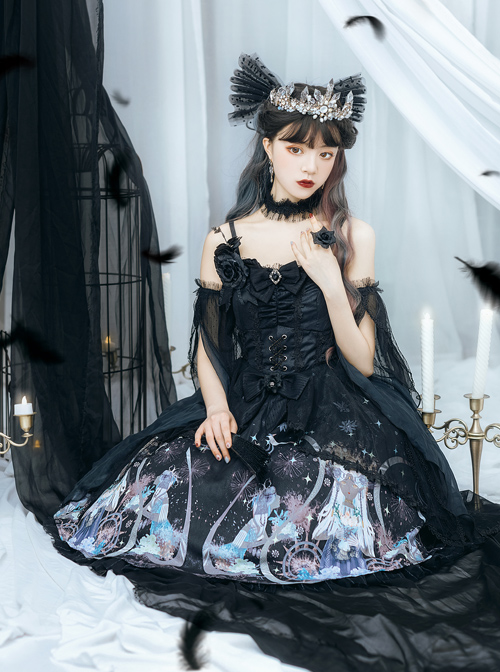 Virgin Flower Series JSK Gothic Lolita Light Hanayome Tea Party Sling Dress