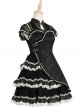 Damask Series OP Chinese Style Black Short Cheongsam Retro Elegant Gothic Lolita Short Sleeve Dress