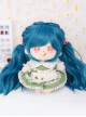 Cotton Doll 20cm Doll Blue Long Curly Wig Cute Doll Lolita Wigs