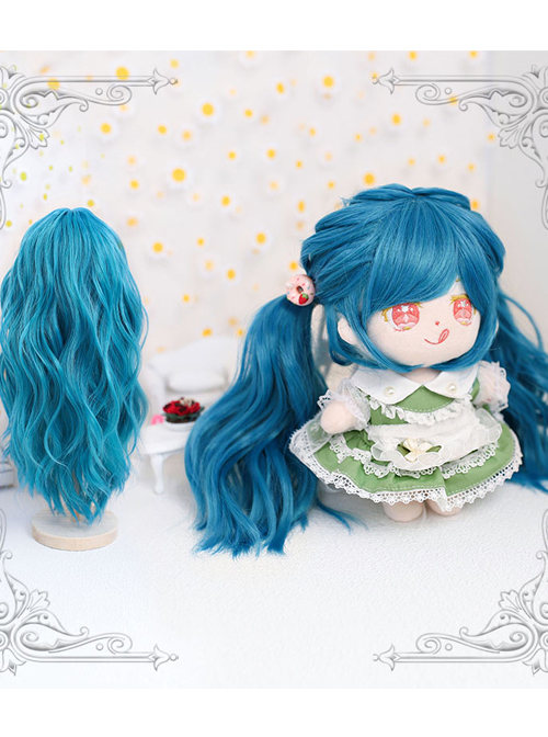 Cotton Doll 20cm Doll Blue Long Curly Wig Cute Doll Lolita Wigs