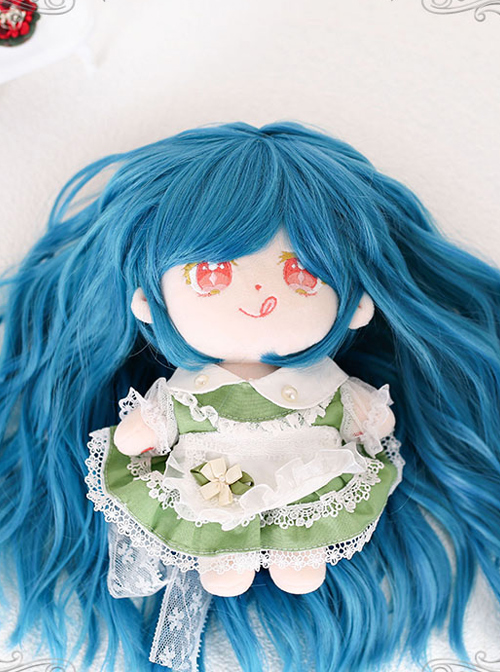 Cotton Doll 20cm Doll Blue Long Curly Wig Cute Doll Lolita Wigs